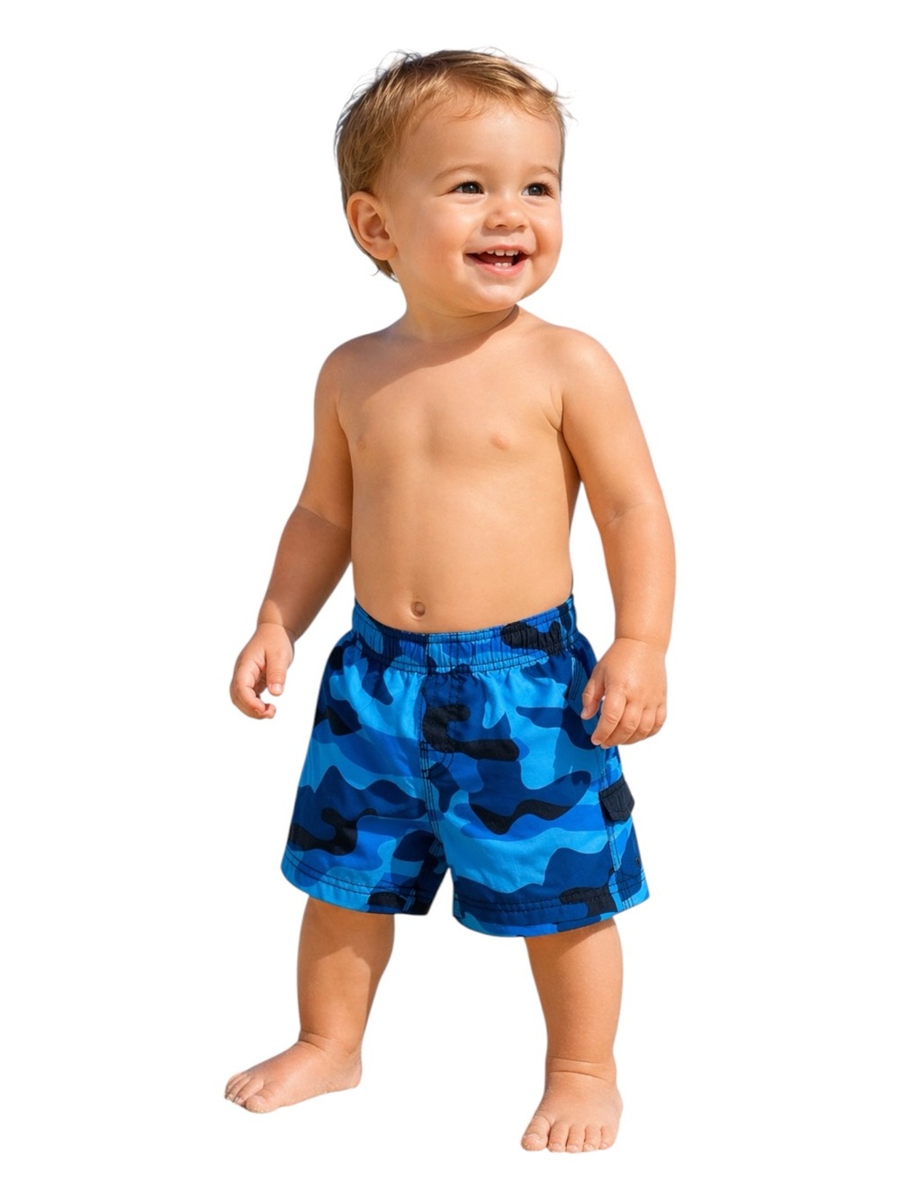 The Children’s Place Swim Trunks 12 Months Blue Camo Board Shorts Lined